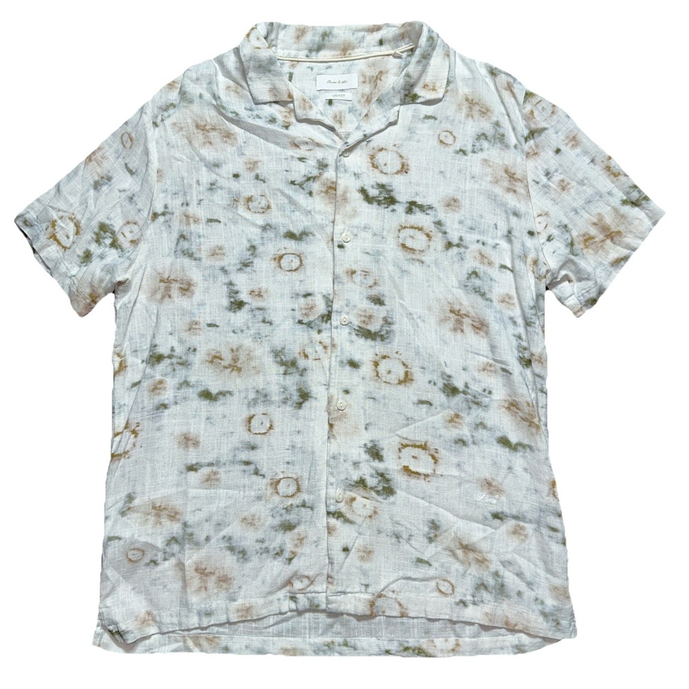 Porter And Ash Rayon Linen Men's Large Short Sleeve All Over Print Camp Collar